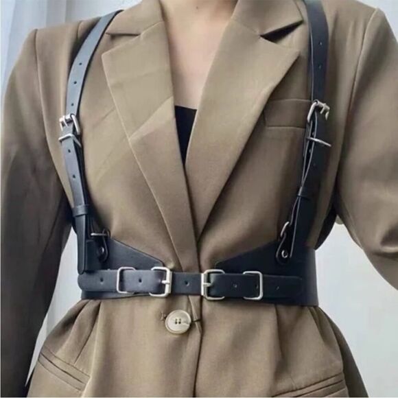 Leather Harness Body Adjustable Office Belt - Picture 1 of 4